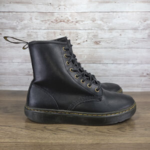 Dr. Martens Womens Zavala Black Leather Lace Up Combat Boots Size 9